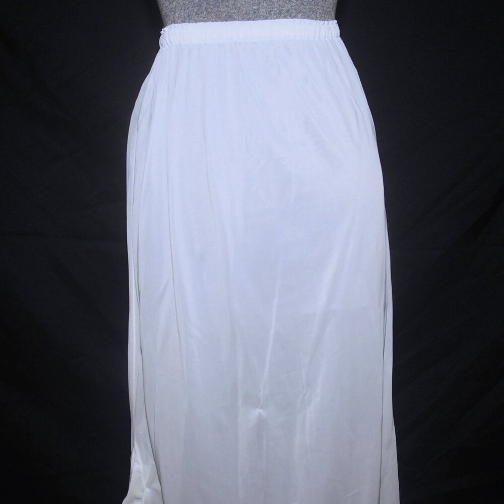 Vintage 60's Maxi Long White Nylon Half Slip Size SM 32" Length, 8" Slit